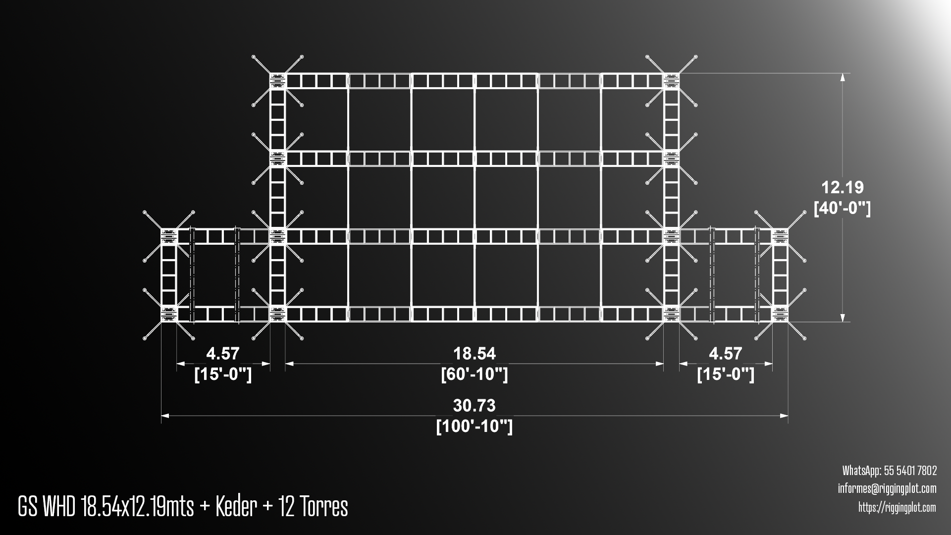 RENTA DE GROUND SUPPORT WHD 18.50X12.20MTS CON CANTILIVER DE 16 TORRES CANCÚN